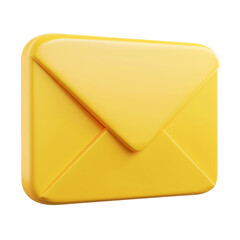 3d illustration of yellow envelope on transparent background