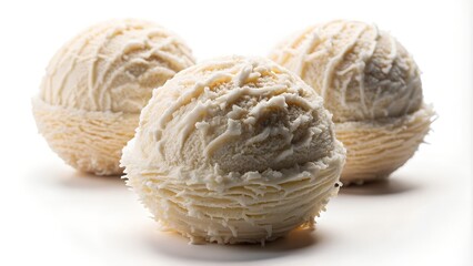 Obraz premium Coconut Ice Cream Ball - Isolated on White Background