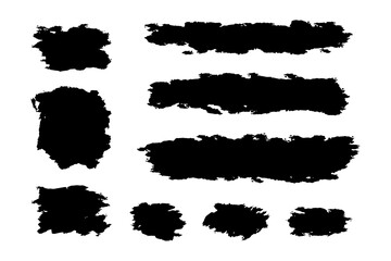 Brush strokes. Vector paintbrush set. Grunge design elements. Rectangle text boxes. Dirty distress texture banners.