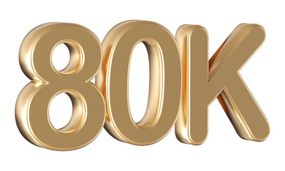 Gold 3d number 80k follower
