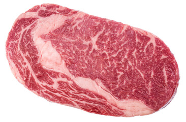 Raw ribeye steak on white background. File contains clipping path.