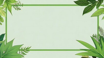 Abstract tropical leaves frame background.