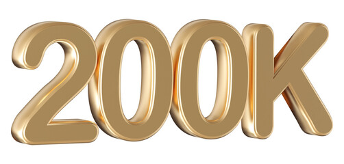 Gold 3d number 200k follower