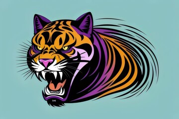 Fototapeta premium an angry, agressive, fierce, black panther, cartoon, illustration, t-shirt art, vector, logo, Animal, Wild, Predator, Bold, cat, Powerful, Intense, Menacing, Sharp, Claws, Teeth, Roaring