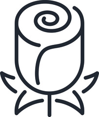 Rose flower editable stroke outline icon isolated on white background flat vector illustration