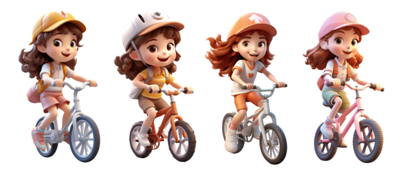 3d characters png element set on transparent background