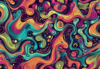 Obraz premium Abstract psychedelic pattern with swirling colors and intricate patterns, evoking the spirit of digital art.