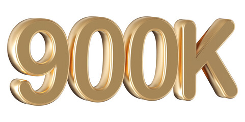 Gold 3d number 900k follower