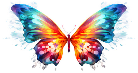 Butterfly in electric dreamscape style pop inspo isolated on white background,Vibrant Dreams: Butterfly in Electric Pop-Inspired Isolation on White

