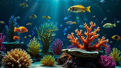 Fototapeta premium A Crystal clear water aquatic life