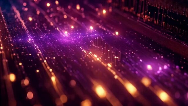 Abstract digital data stream visual. High-speed light particles. Cybersecurity and technology concept.4k JD