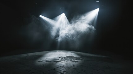 Dramatic Stage Lights in a Dark Theater