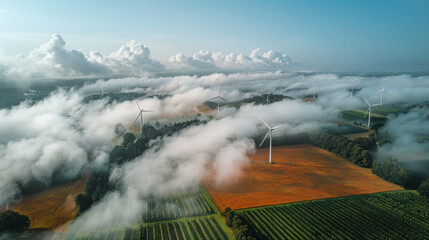 Luftbild einer Windfarm