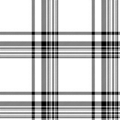 Plaid seamless pattern in black white. Check fabric texture. Vector textile print.