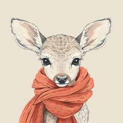 Fluffy Fawnwith a scarf