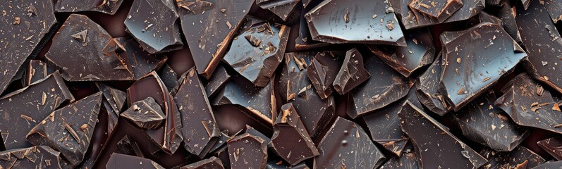 Broken Chocolate Bars Texture Background, Broken Chocolate Mix Top View, Many Chocolate Pieces