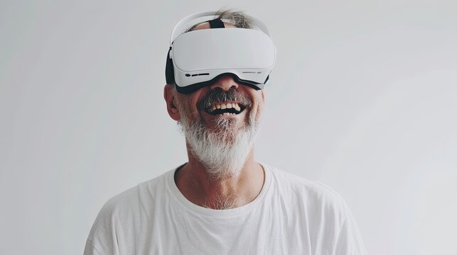 A bearded man in a white t-shirt exudes confidence with a touch of mystery. Generative AI