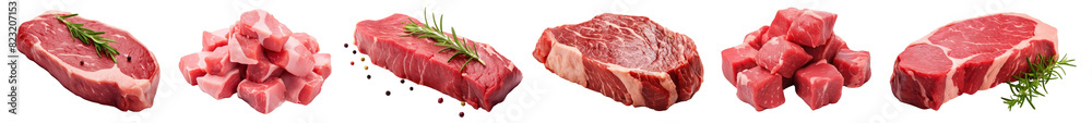 Sticker Steak meat beef png element set on transparent background