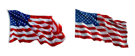 American flag on transparent background