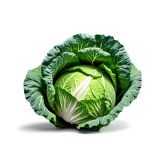 Fototapeta premium Cabbage A whole head of cabbage, captured from a low angle to create a sense of grandeur, with creative
