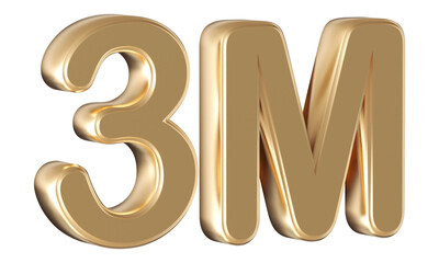 Gold 3d number 3M follower