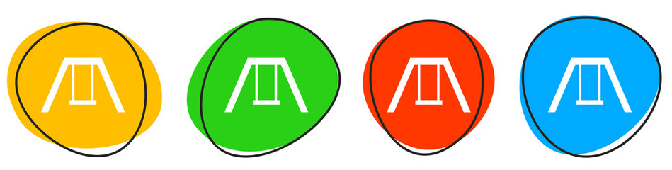 4 bunte Icons: Schaukel - Button Banner