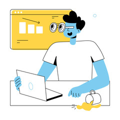 An outline mini illustration of recession 
