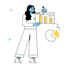 An outline mini illustration of data analytics