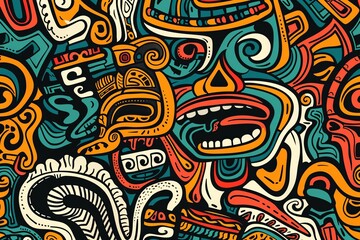 A vibrant and colorful pattern filled with intricate doodles inspired.