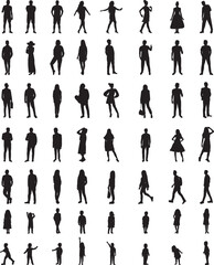 people set silhouette on white background vector