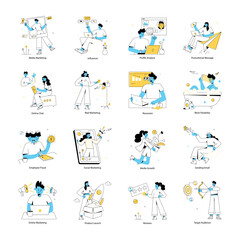 Fototapeta premium Handy Collection of Business Marketing Outline Mini Illustrations