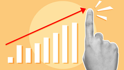 The business hand increases the financial graph arrow