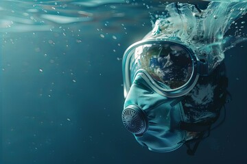 Man wearing diving mask and snorkel