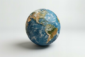 Blue and white globe on white background