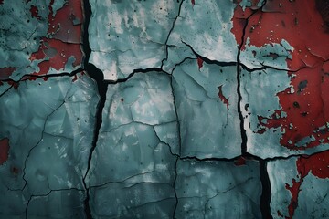 Fototapeta premium Cracked concrete wall covered with gray cement surface. Old grunge textures backgrounds. Plaster wall.