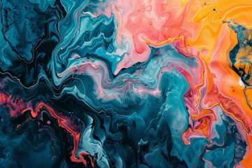 Obraz premium Vibrant colors splash on paper, creating chaotic abstract patterns generated by AI 