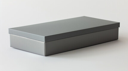 Light gray rectangular empty box with a contrasting dark gray lid, industrial modern look.