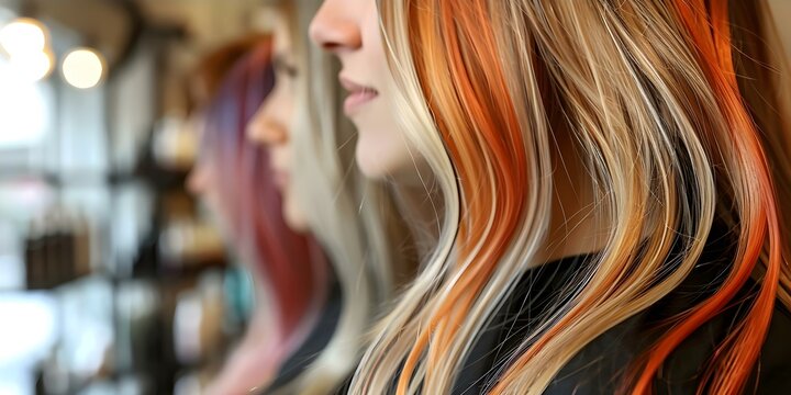 A salon promoting hair extension services using various colors for beautiful makeovers. Concept Hair Extensions, Colorful Makeovers, Salon Services, Beauty Transformation, Trendy Hairstyles