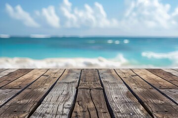 Ocean and sky seen through wooden planks