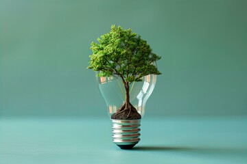 A tree growing inside light bulb