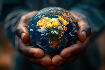 Fototapeta premium Person holding small earth globe