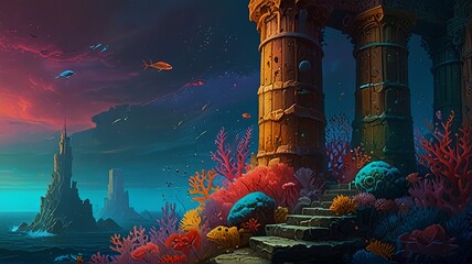 underwater vibrant painting ai generated