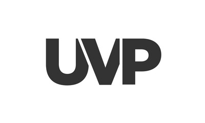 UVP logo design template with strong and modern bold text. Initial based vector logotype featuring simple and minimal typography. Trendy company identity.