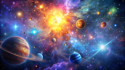 Deep Space: Vibrant Colors and Sparkling Stars. Perfect for: Astronomy Day, Space Exploration Week, International Day of Human Space Flight.