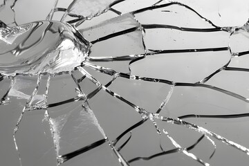 Broken glass texture background. Cracked and broken glass background. Fragility and violence concept.