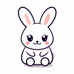 Fototapeta premium Cute cartoon bunny with big eyes and pink cheeks, sitting and smiling. Perfect for kids' illustrations, greeting cards, and decor.