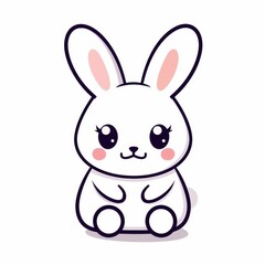 Cute cartoon bunny with big eyes and pink cheeks, sitting and smiling. Perfect for kids' illustrations, greeting cards, and decor.