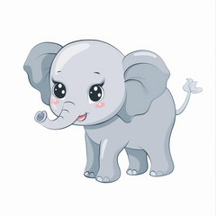 Naklejka premium Cute cartoon elephant illustration with big eyes and grey body, perfect for child-themed projects and educational materials.