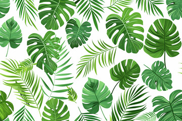 Repeating pattern with fresh green leaves, Repeating green leaf pattern for nature-inspired designs