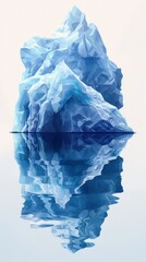 Obraz premium Stunning large iceberg reflecting in calm water, showcasing the beauty and majesty of nature's frozen wonders.